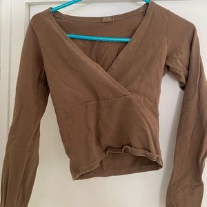 Brown John flat brandy long sleeve brown top